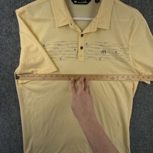 Travis Mathew Golf Polo Shirt Yellow Short Sleeve Beach Palm Tree XL Pima Blend - Picture 5 of 12